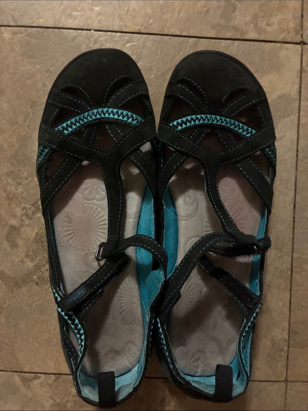 Jambu Women’s Black and Teal Comfort Mary Jane Flats size 8.5 9